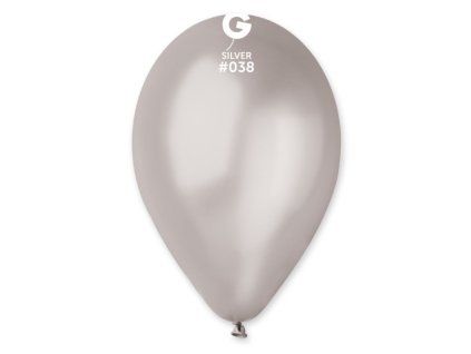 Kulatý latexový balónek 26cm Metalická stříbrná #038