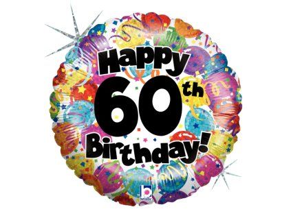 Fóliový balónek kulatý 45 cm Happy 60th Birthday