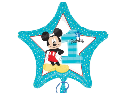 Fóliový balónek hvězda 45 cm Mickey mouse 1st Birthday