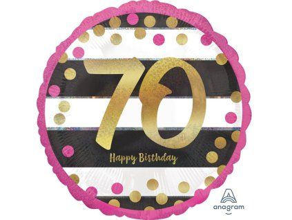 Fóliový balónek kulatý 45 cm Happy Birthday 70