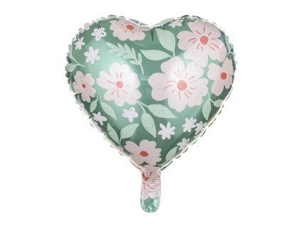 Fóliový balónek srdce 45 cm Květinový