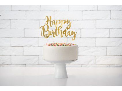 Zápich do dortu  Happy Birthday - zlatý