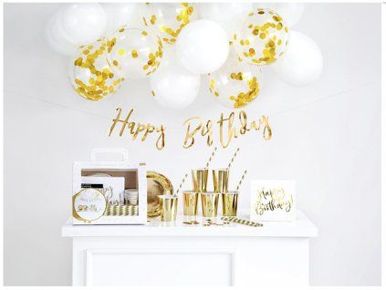 Kompletní party set - Happy Birthday Zlatý