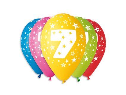 Kulaté latexové balónky číslice 7 - mix barev - 30 cm - 5 ks