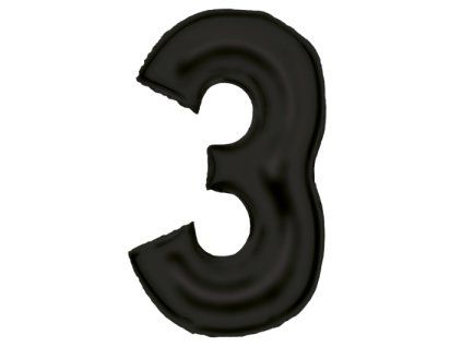 Fóliový balónek číslice 3 - černý satén - 86 cm
