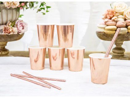 Kelímky papírové Rosegold 220 ml, 6ks
