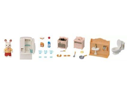 Sylvanian Families - Nábytek - startovací set nábytků a chocolate králík taťka