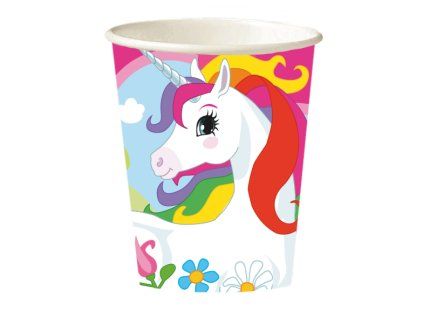 Kelímky papírové jednorožec 8ks 250ml