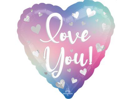 Fóliový balónek srdce 43cm Srdce Love You Ombré