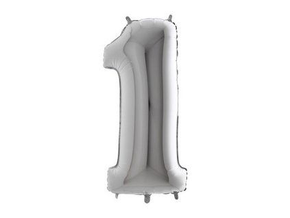 Fóliový balónek číslice 1 - stříbrný - 102 cm