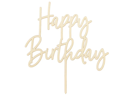 Zápich do dortu  Happy Birthday - dřevěný