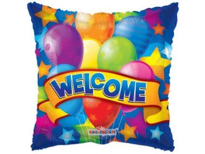 Fóliový balónek čtverec 46 cm Welcome