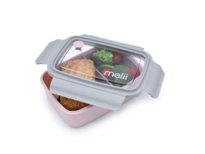 Melii Bento Box krabička na svačinu 880 ml - růžová