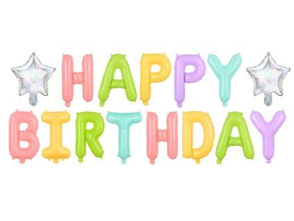 Party nápis Girlanda Happy Birthday mix barev