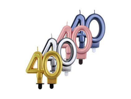 Svíčka na dort "40" pět druhů barev 1ks
