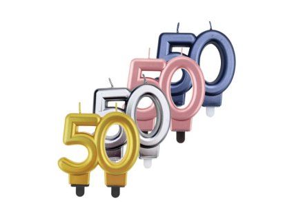 Svíčka na dort "50" pět druhů barev 1ks