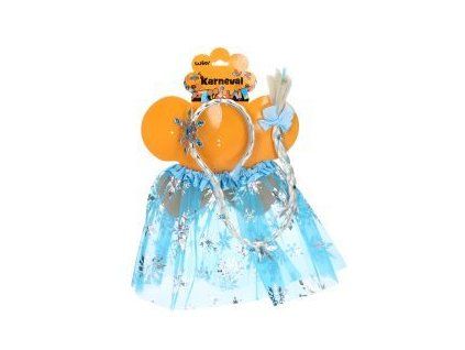Set karneval - princezna modrá sukýnka s čelenkou