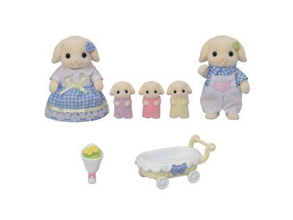 Sylvanian Families - Rodina Flora králíci s trojčaty #5735