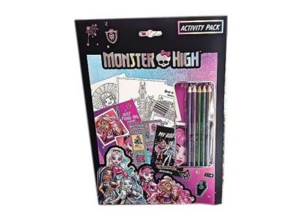 Monster High omalovánky s pastelkami metalických barev + nálepky