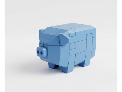 Stavebnice 3D puzzle zvířátko prase modré