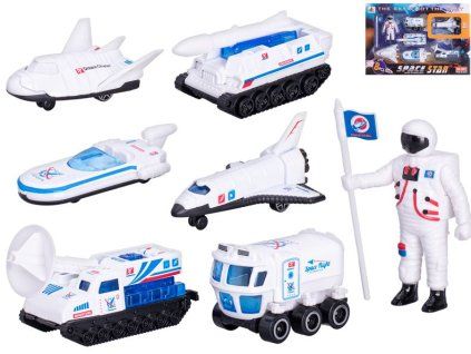Mikro trading Vesmírná vozidla na volný chod - 6 ks - s astronautem