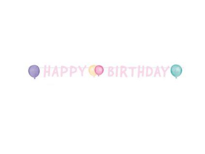 Party nápis Pastel Balloons Happy Birthday 150 cm