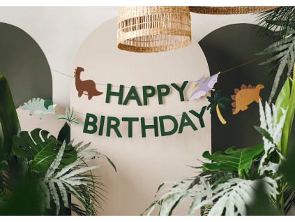 Papírová girlanda - Happy Brithday - dinosauři - 300 cm