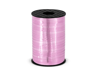 Vázací stuha metalická Růžová 0,5 cm x 225 m