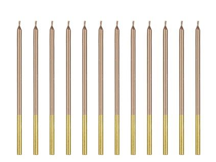 Svíčky dortové Rose Gold 14 cm 12 ks