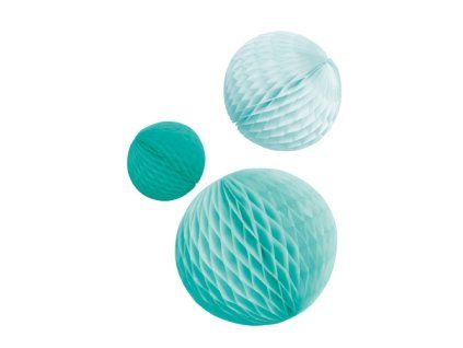 Papírové dekorační koule Honeycomb voda/tyrkys
