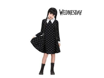 Wednesday Adams dětský kostým šaty dlouhý rukáv