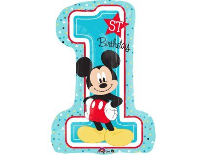 Fóliový balónek 71 cm 1st Birthday Mickey modrý