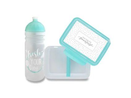 Zdravá Sváča SET Lahev + svačinový box - Fresh tyrkysová