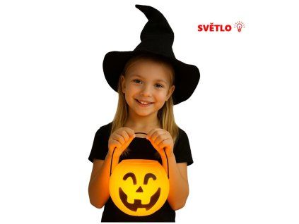 Halloweenský kotlík - Dýně s uchem a se světlem