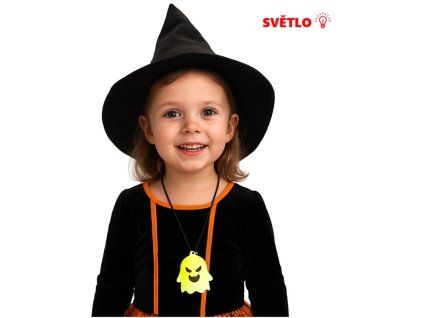 Svítící duch na šňůrce na krk na Halloween