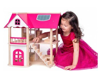 WOODY DŘEVO Vila Anna-Marie herní set dům s nábytkem a 2 panenkami