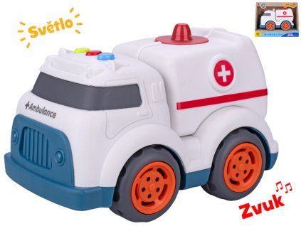 Auto ambulance 17 cm volný chod na baterie se světlem a zvukem 18m+