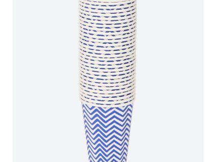 Kelímky papírové - Vlnky - modrá 200 ml, 30 ks