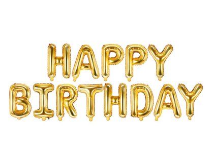 Fóliový balónkový nápis Happy Birthday - zlatý