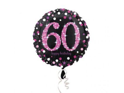 Fóliový balónek 60 happy birthday 45cm černý