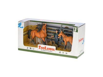 ZooLandia Farmář s hnědým koněm a hříbětem