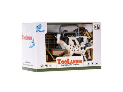 ZooLandia Farmár so strakatou kravou a teliatkom