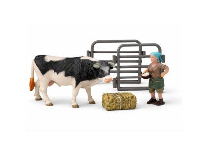 ZooLandia Býk strakatý a farmářka s doplňky