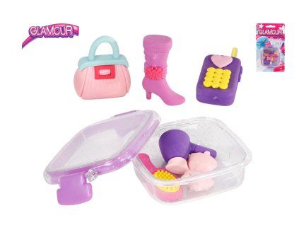 Glamour sada gum ve tvaru doplňků  8ks v krabičce