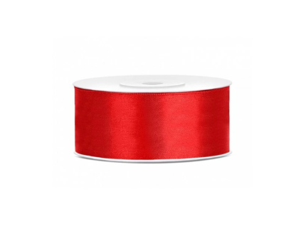 Stuha saténová 2,7 m x 2,5 cm, červená