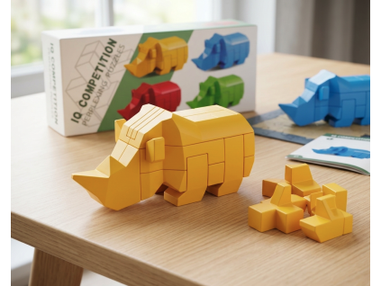 Stavebnice 3D puzzle zvířátko nosorožec 4 barvy