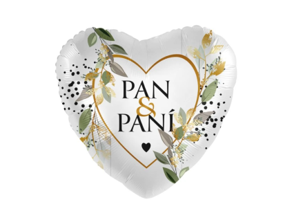 Fóliový balónek srdce 43 cm PAN & PANÍ