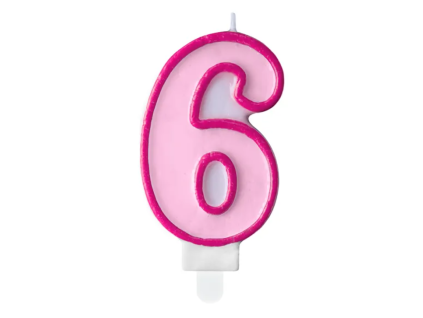 Svíčka dortová číslo 6 růžová