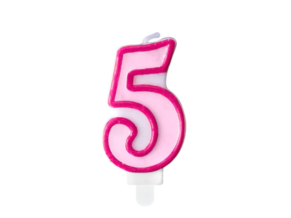 Svíčka dortová číslo 5 růžová