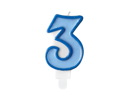 Svíčka dortová číslo 3 modrá